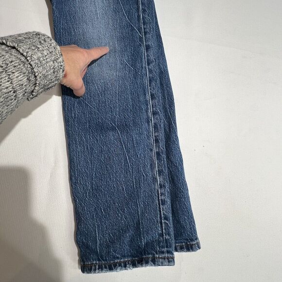 Levis 501 Button Fly Straight Leg Blue Jeans Womens Sz 26 High Rise Original Fit - Picture 12 of 16